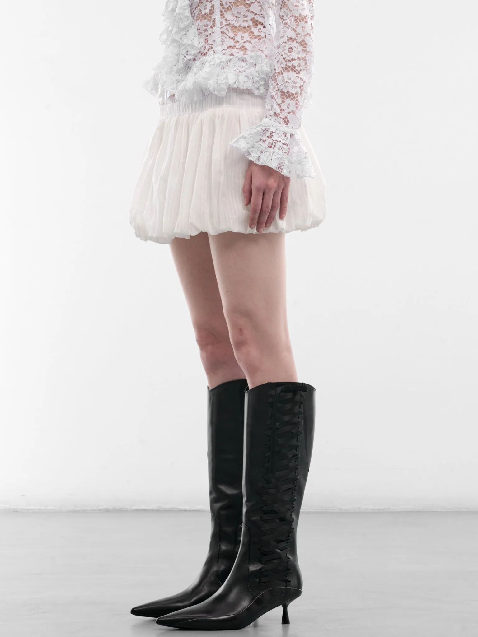 White Palais Bubble Micro Skirt (SK034-W-CO0023-WHITE) sold by lorenzo product image thumbnail 2
