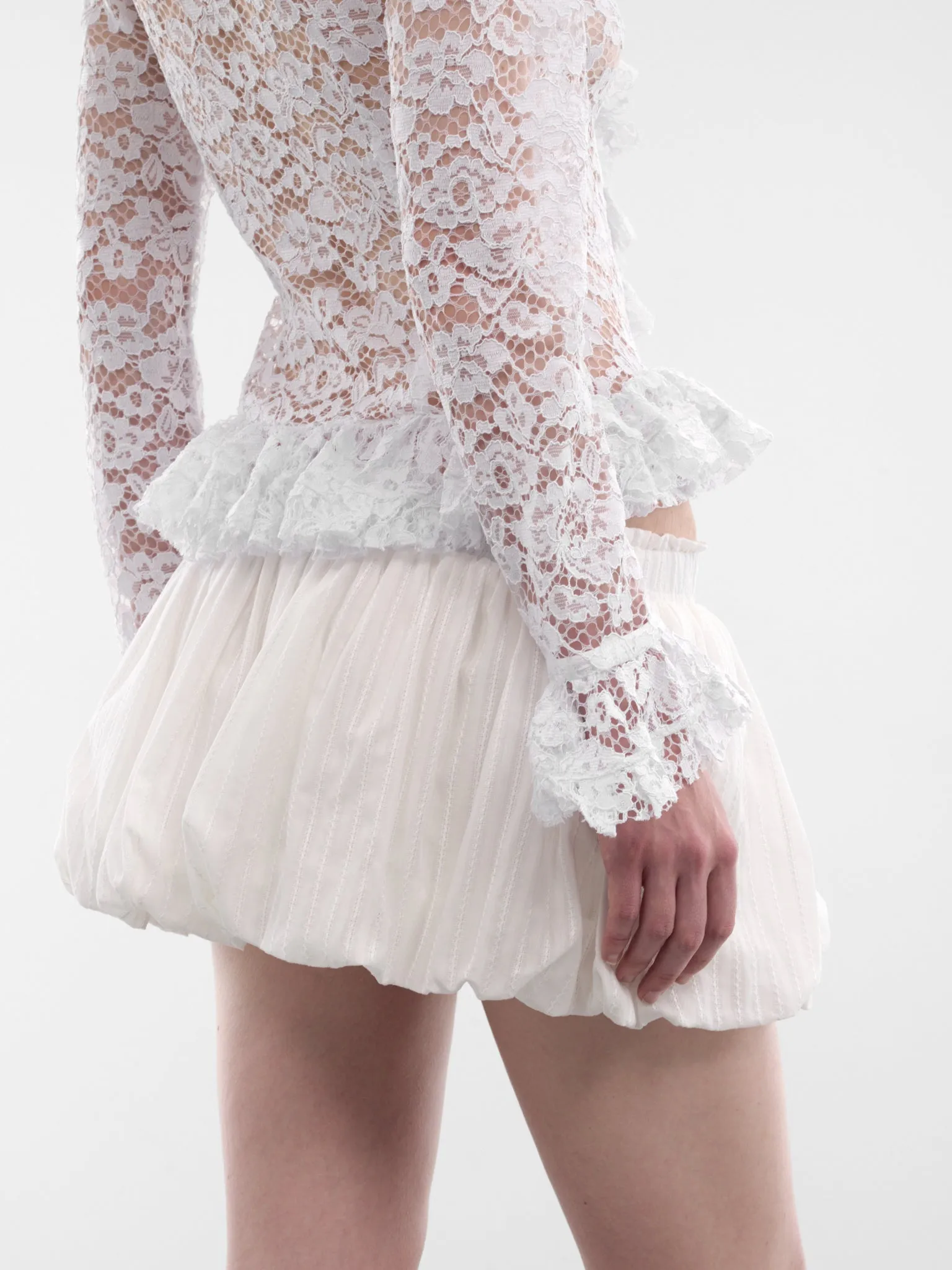 White Palais Bubble Micro Skirt (SK034-W-CO0023-WHITE) sold by lorenzo product image thumbnail 5