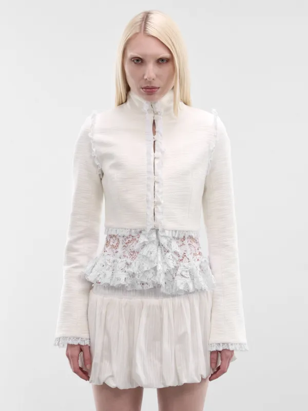 White Linen Odile Tailored Jacket (JK013-W-CO0030-WHITE) made by Ludovic de Saint Sernin