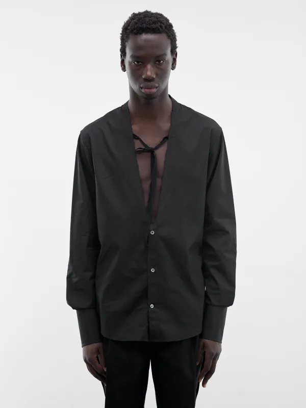Black V-Neck Tied Shirt (S67DT0031-S43001-900-BLACK) made by Maison Margiela