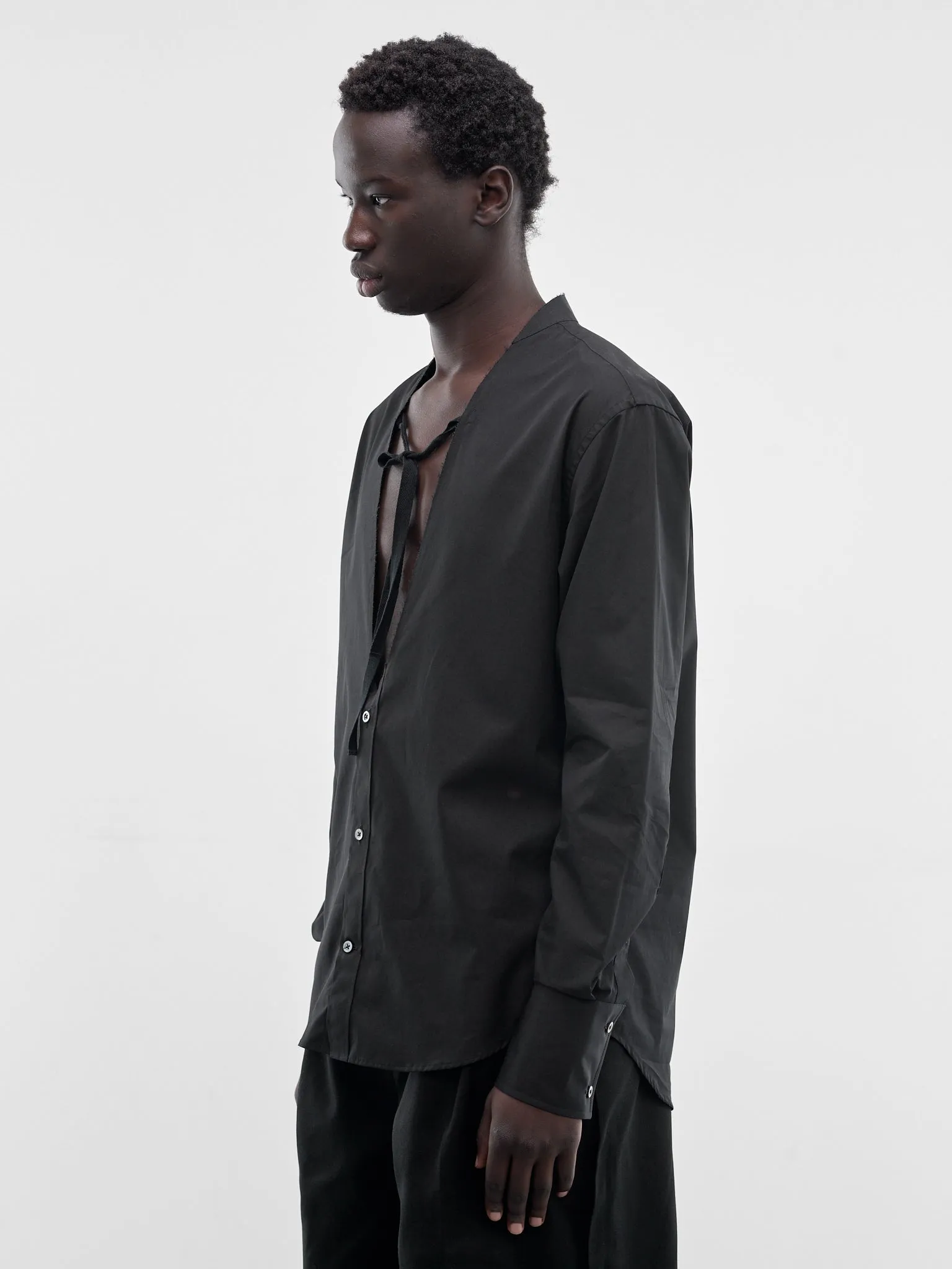 Black V-Neck Tied Shirt (S67DT0031-S43001-900-BLACK) sold by lorenzo product image thumbnail 2