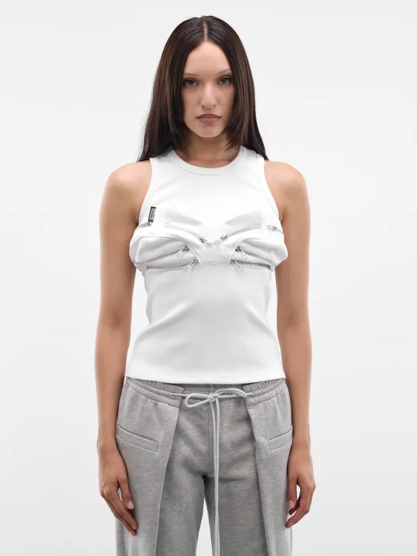 White Cotton Bumbag Vest (694JE08000-WHITE) made by Martine Rose