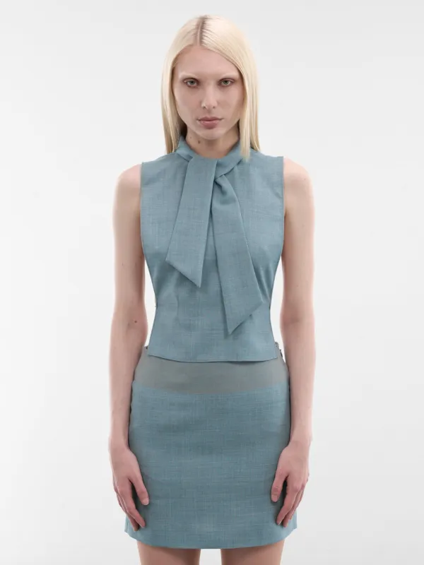 Blue Wool Scarf Sleeveless Top (S62TH0054-M35884-513-ACQUA-BLU) made by Maison Margiela