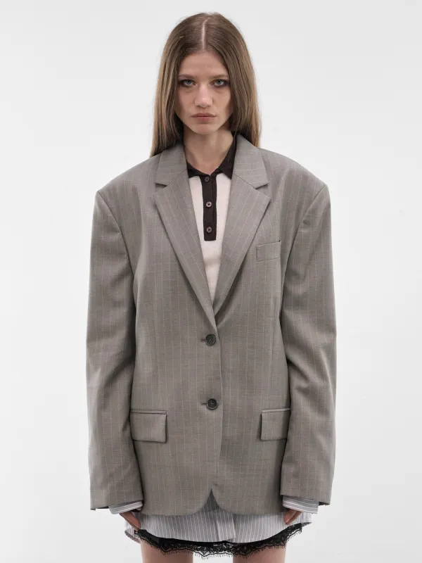 Pinstripe Wool Oversized Blazer (RW-WN-SUIT000054-WARM-GREY) made by Acne Studios