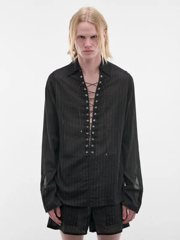Black Eyelet Alan Shirt (SH010-M-CO0023-BLACK) made by Ludovic de Saint Sernin