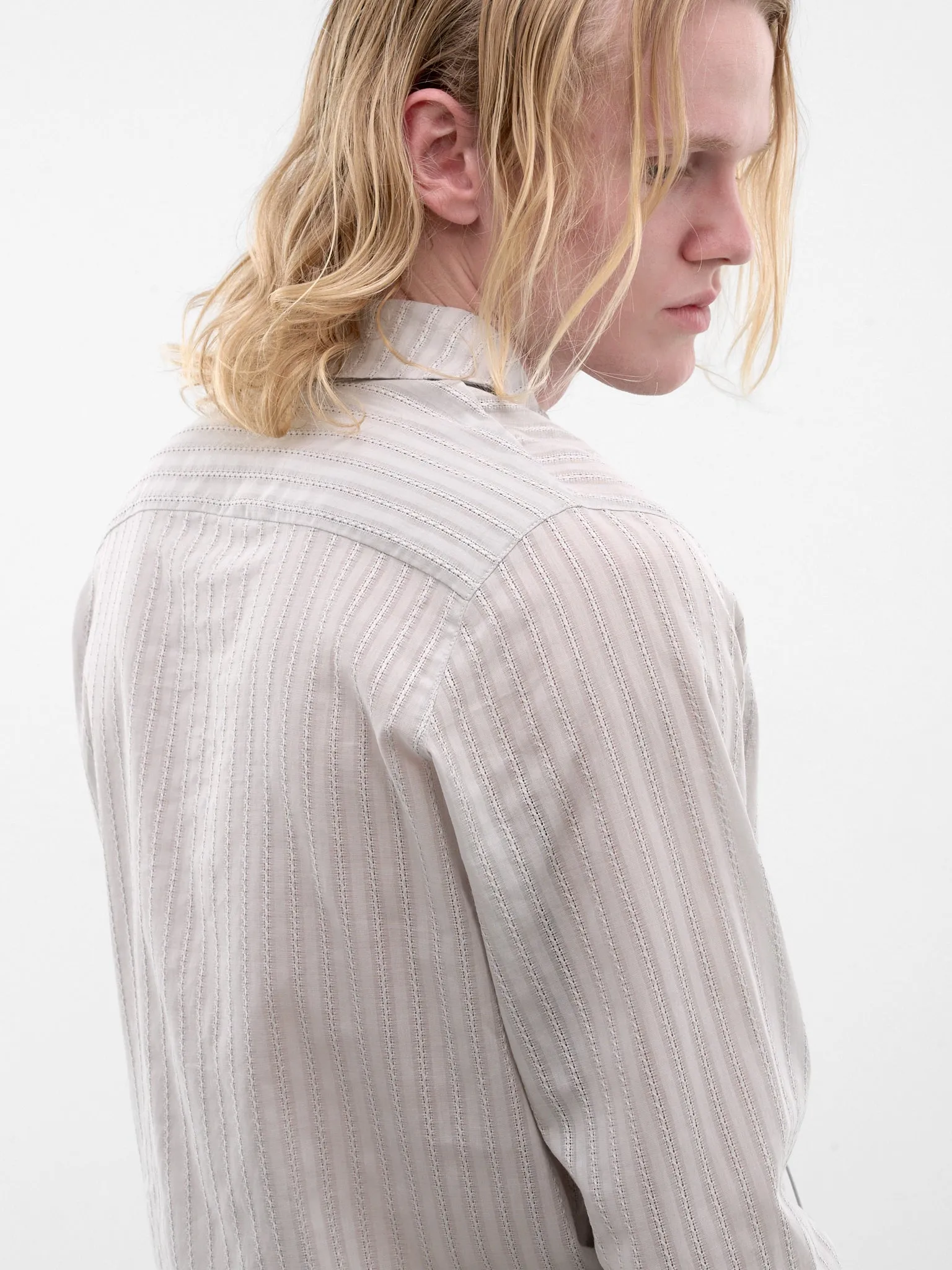 Gray Eyelet Alan Shirt (SH010-M-CO0023-GREY) sold by lorenzo product image thumbnail 4