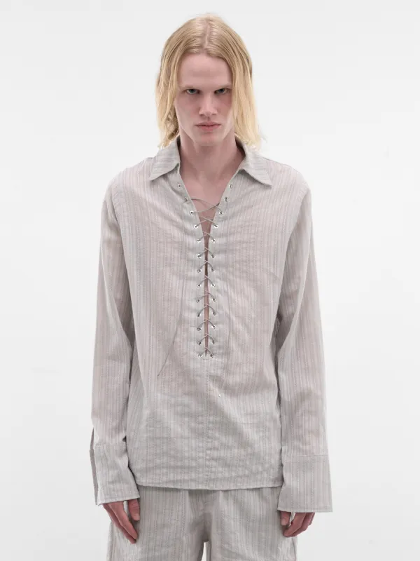 Gray Eyelet Alan Shirt (SH010-M-CO0023-GREY) made by Ludovic de Saint Sernin