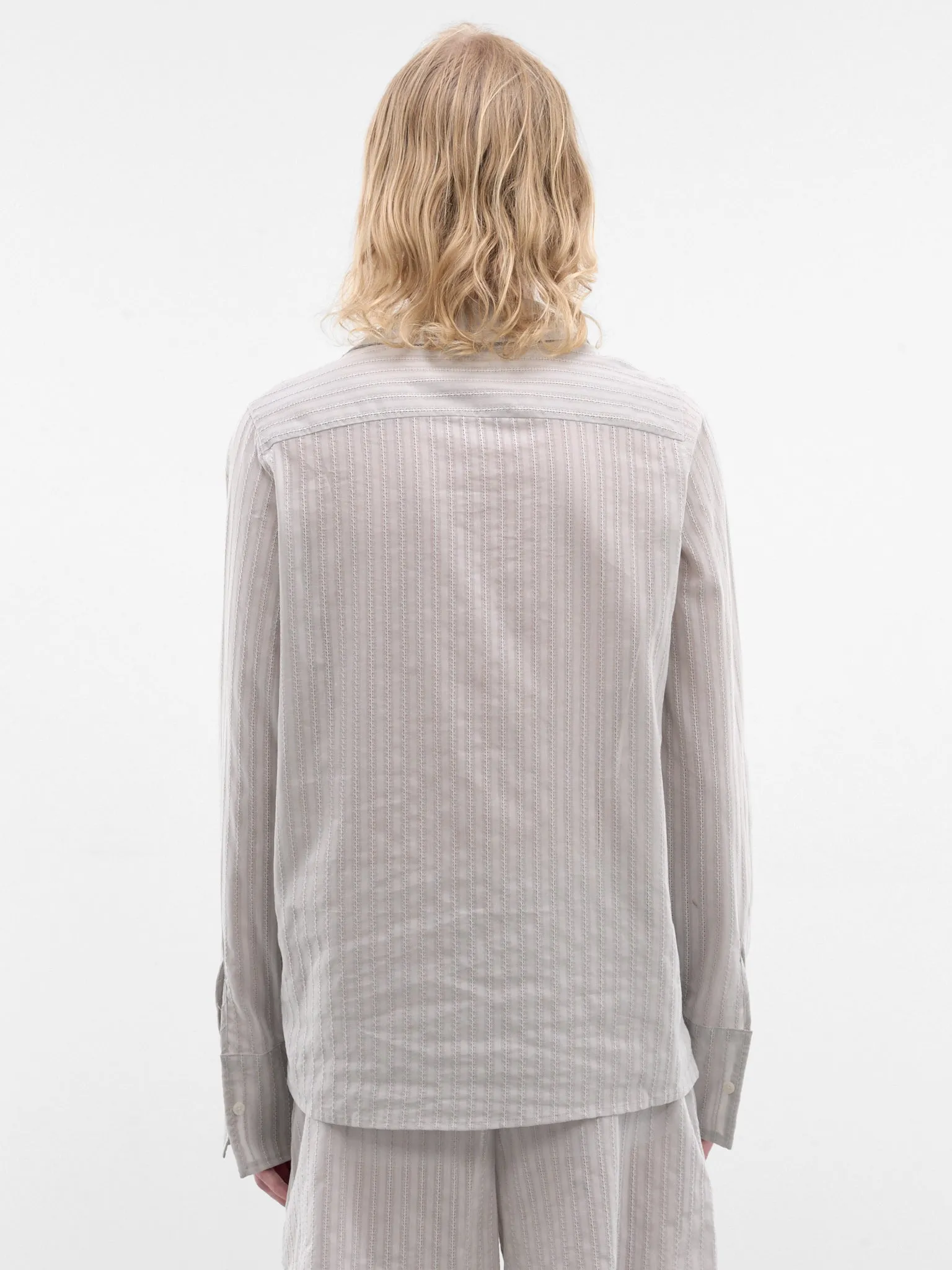 Gray Eyelet Alan Shirt (SH010-M-CO0023-GREY) sold by lorenzo product image thumbnail 3