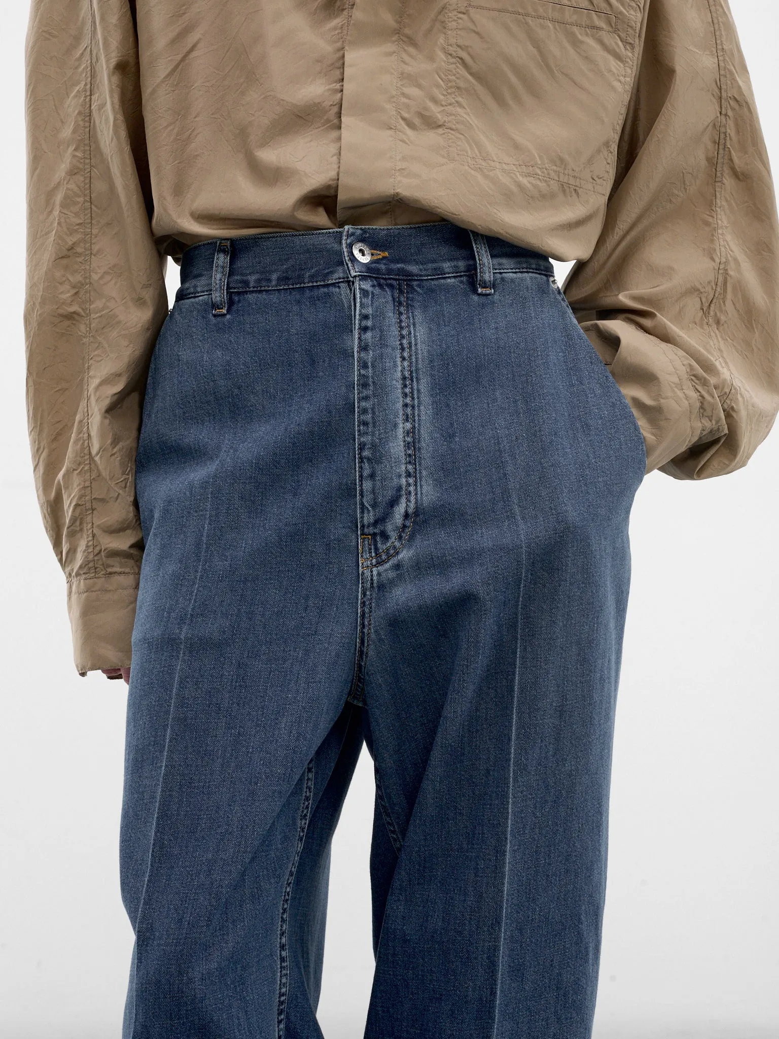 Blue Denim Wide Leg Jeans (873088V6SL0-4300-MID-BLUE) sold by lorenzo product image thumbnail 5