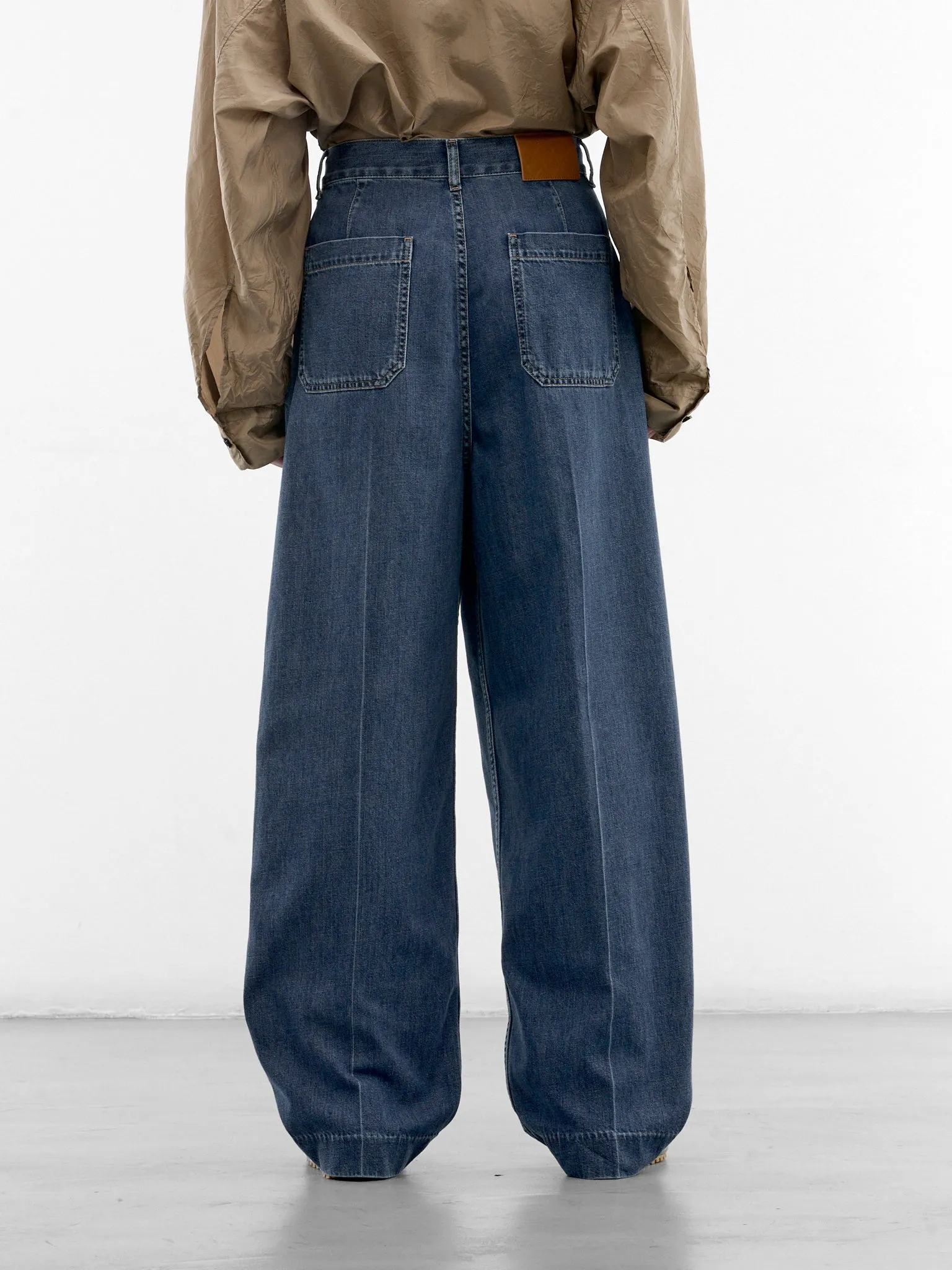 Blue Denim Wide Leg Jeans (873088V6SL0-4300-MID-BLUE) sold by lorenzo product image thumbnail 3