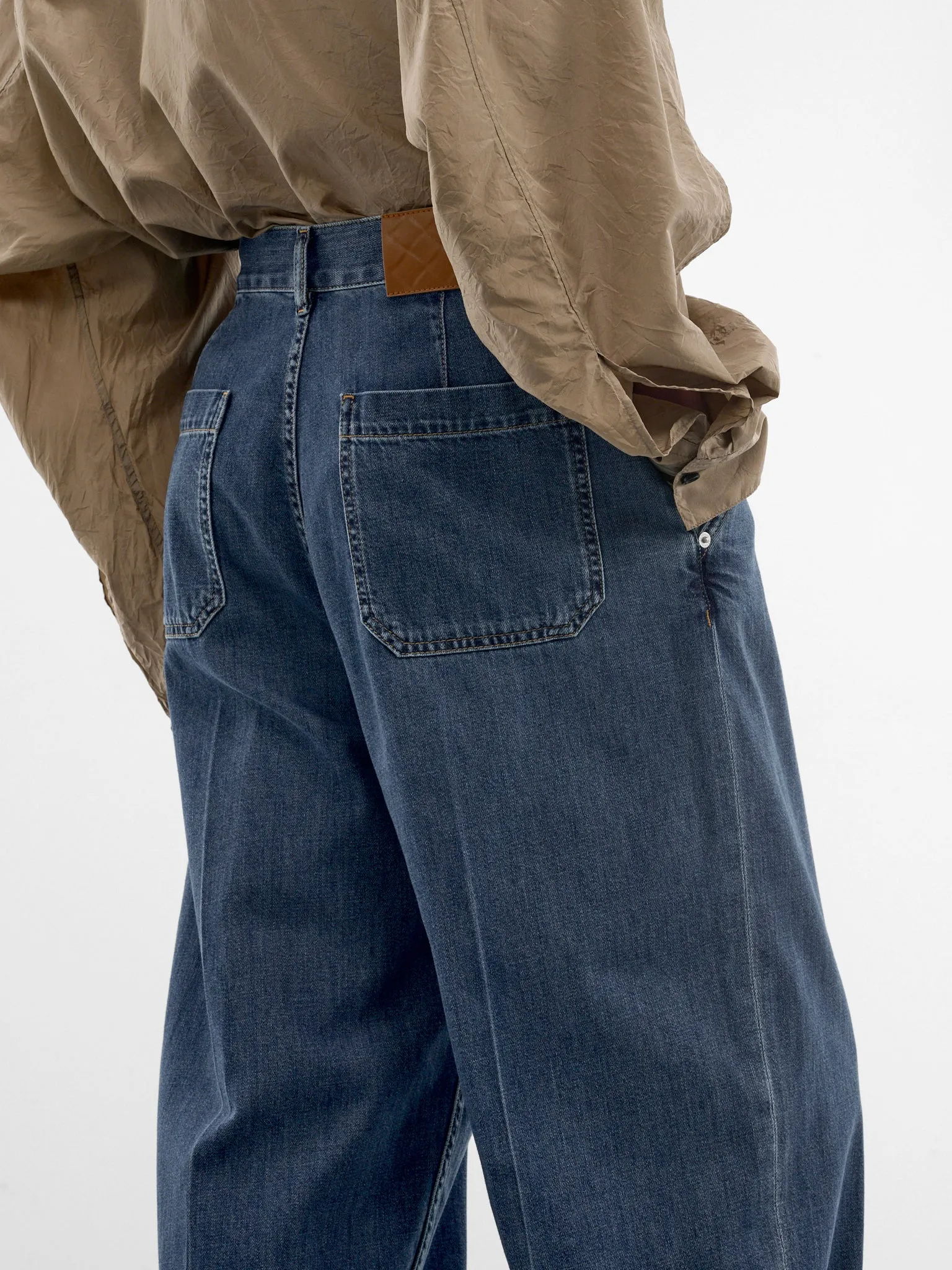 Blue Denim Wide Leg Jeans (873088V6SL0-4300-MID-BLUE) sold by lorenzo product image thumbnail 4