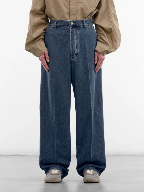 Blue Denim Wide Leg Jeans (873088V6SL0-4300-MID-BLUE) made by Bottega Veneta