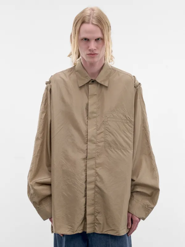 Brown Oversized Button-Up Shirt (852449V6D80015-BROWN) made by Bottega Veneta
