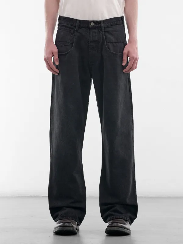 Black Paneled Denim Jeans (S50LA0246-M30049-961-DENIM) made by Maison Margiela