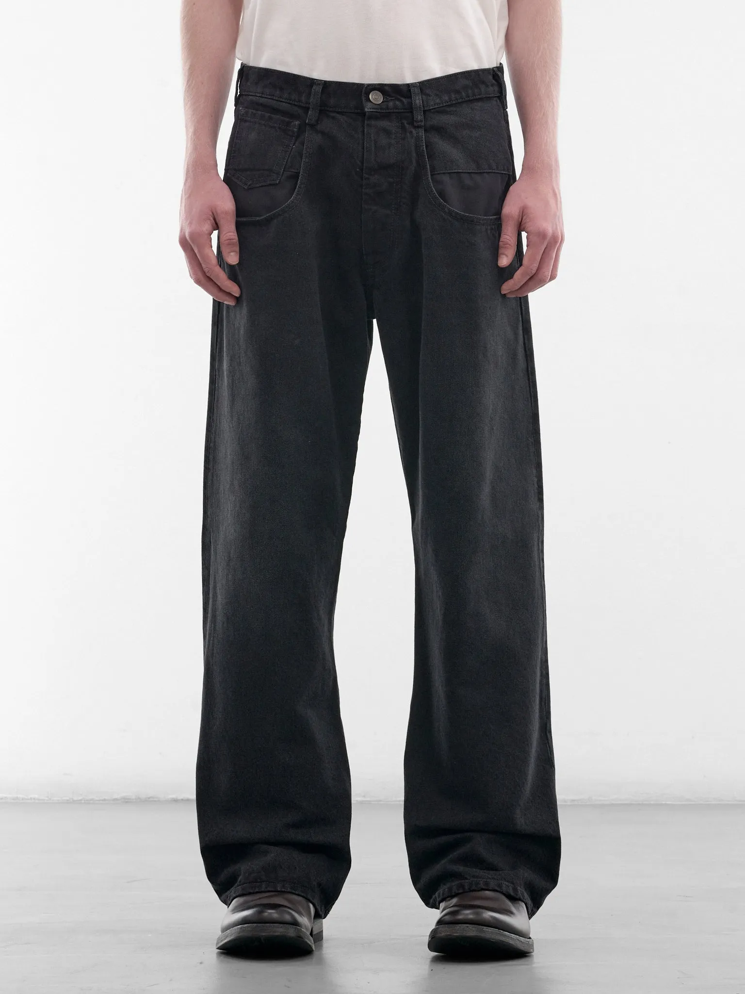 Black Paneled Denim Jeans (S50LA0246-M30049-961-DENIM) sold by lorenzo