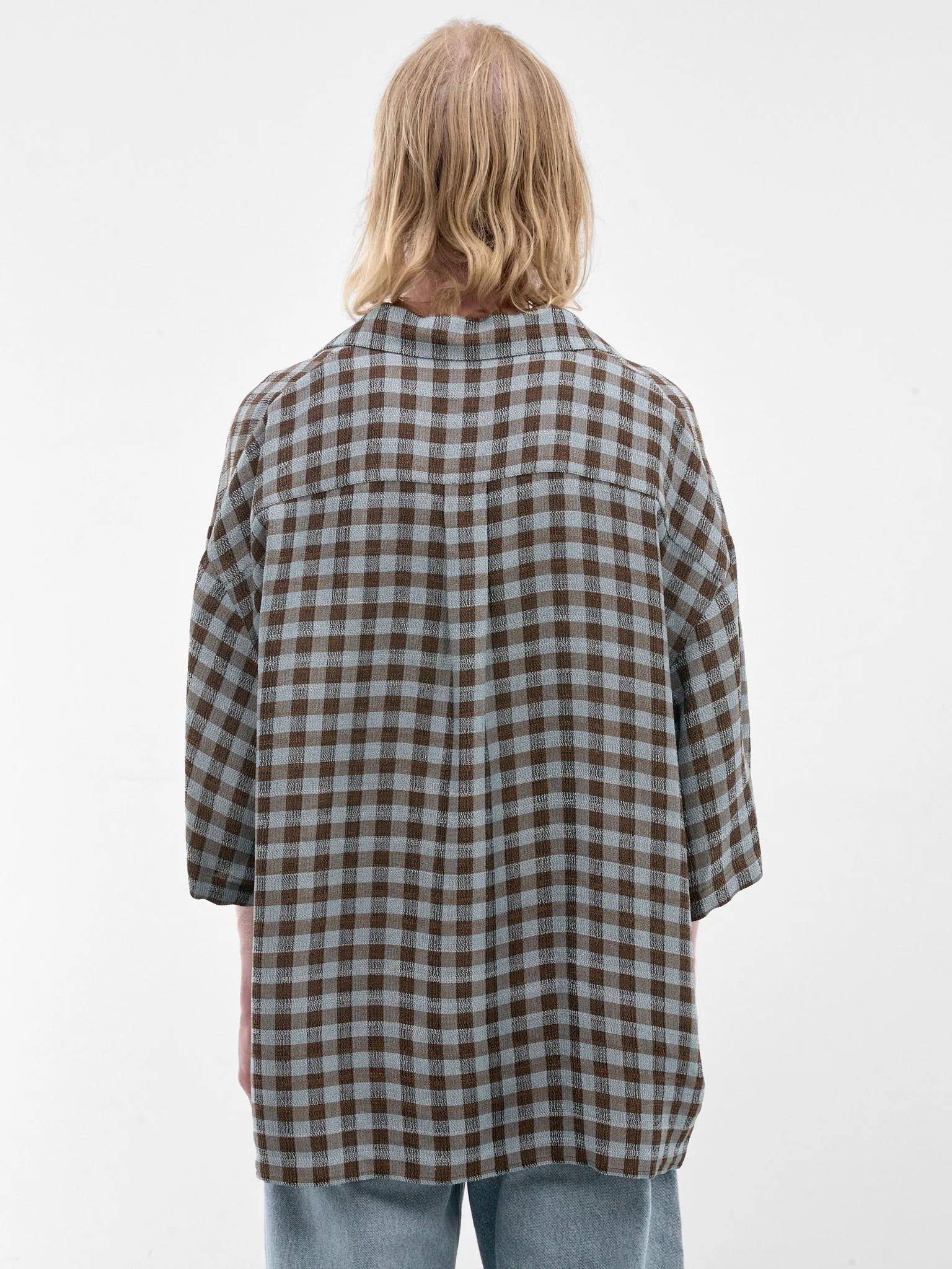 Boxy Check Short Sleeve Shirt (H526Y05WHY-BLUE-BROWN) sold by lorenzo product image thumbnail 3