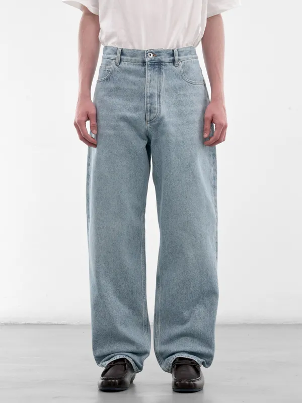 Blue Denim Wide Leg Jeans (859749749V69R0-4946-LIGHT-BLEA) made by Bottega Veneta