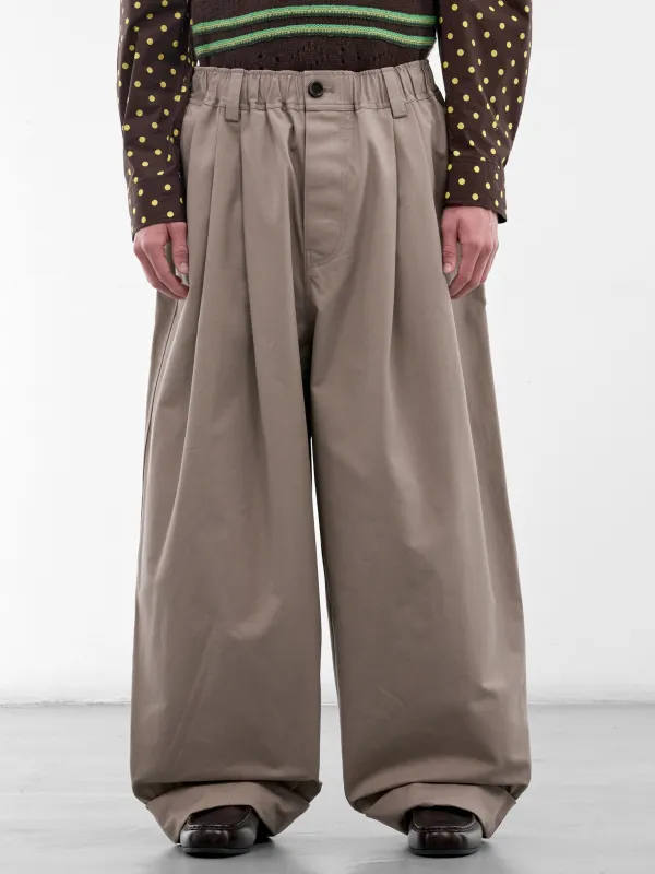 Brown Baggy Pleated Trousers (PUMU0347J0-UTC646-LIGHT-BROWN) made by Marni