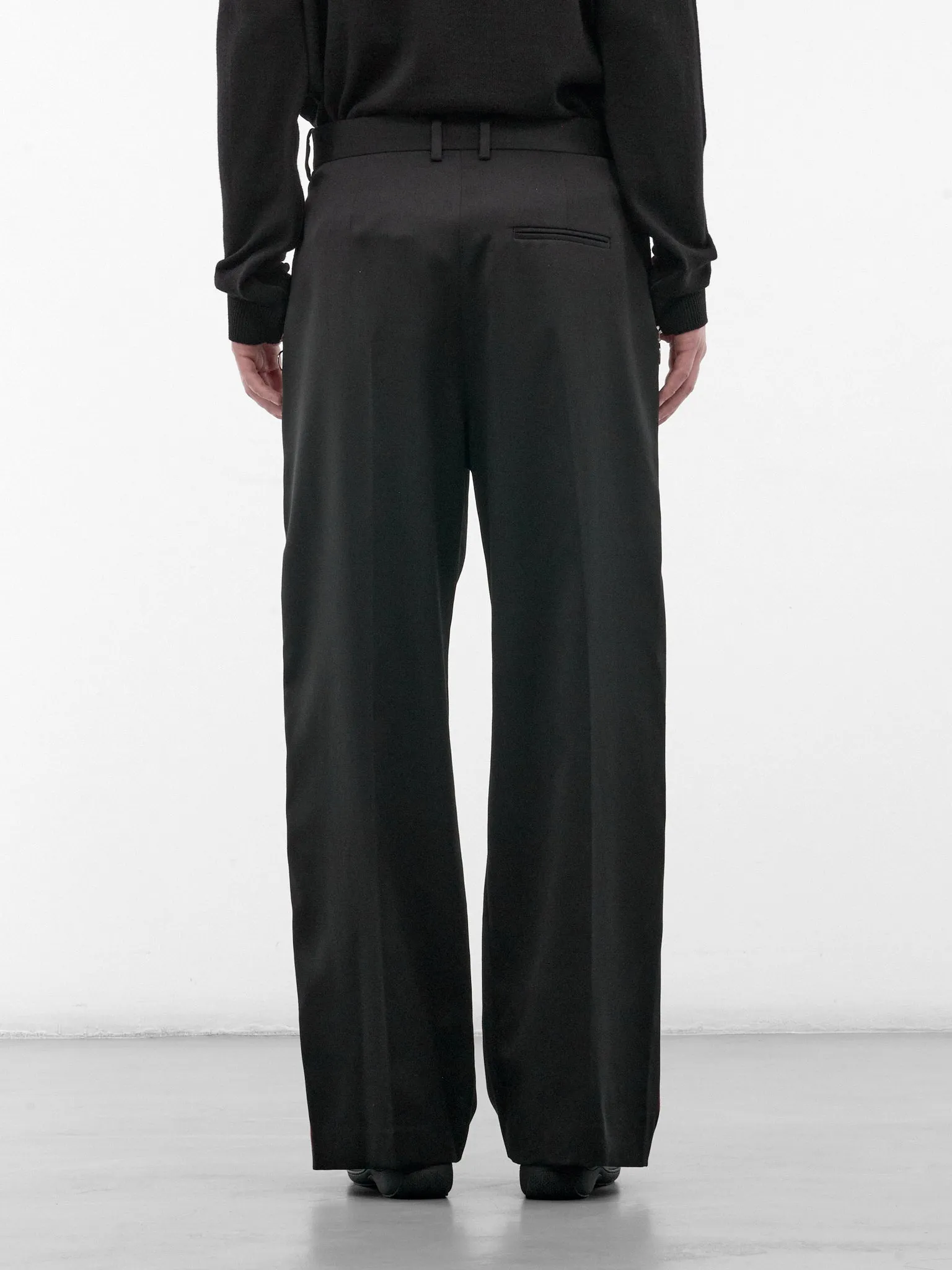 Black Wool Stripe Trousers (H526Y04WJP-BLACK-RED) sold by lorenzo product image thumbnail 3