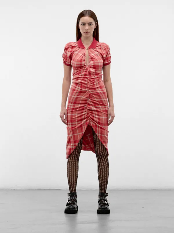 Blossom Ruched Midi Dress (16010051-J00C1-BLOSSOM) made by Vivienne Westwood