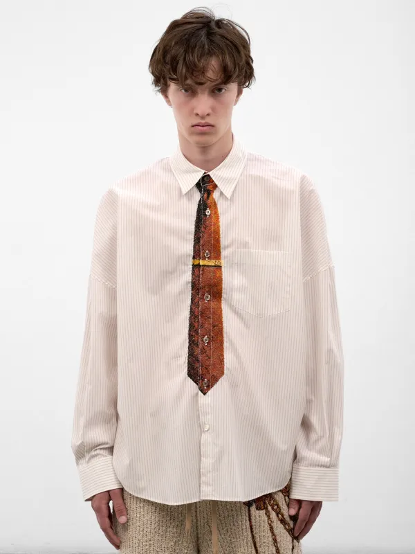 White Trompe L'oeil Tie Shirt (26AW20SH178-WHITE-RED) made by Doublet