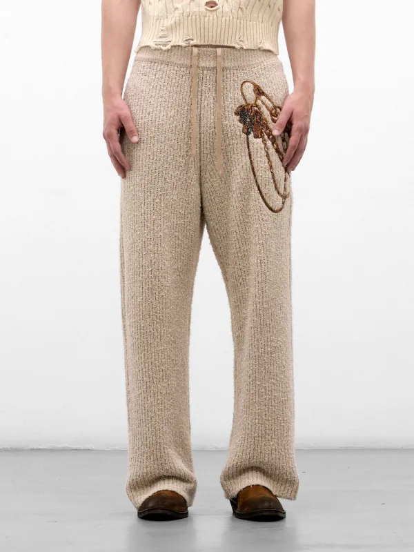 Beige Chain Embroidery Knit Trousers (26AW56KN230-BEIGE) made by Doublet