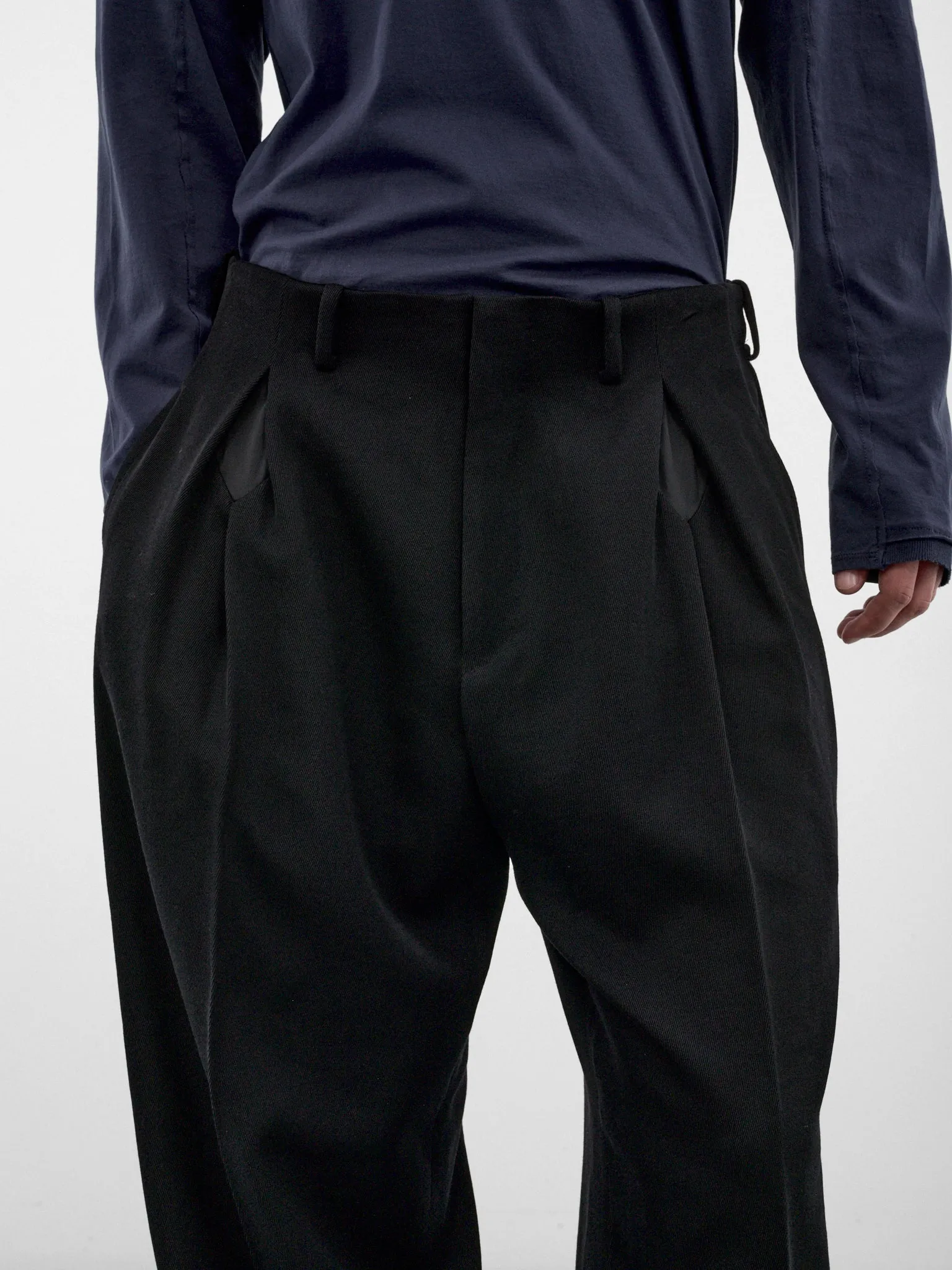 Black Wool Tailored Wide Trousers (KKAW26T10-21-JET-BLACK) sold by lorenzo product image thumbnail 5