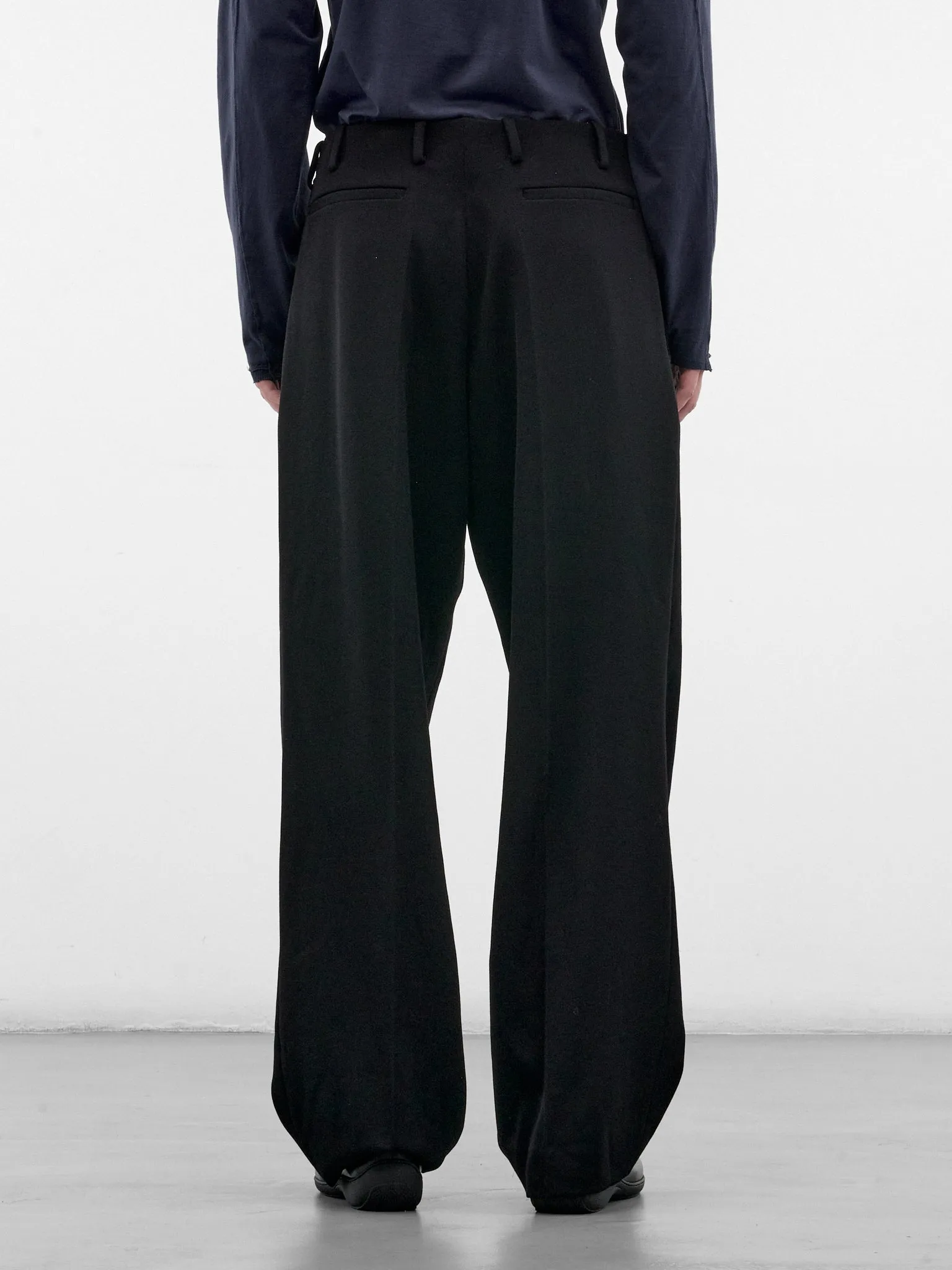 Black Wool Tailored Wide Trousers (KKAW26T10-21-JET-BLACK) sold by lorenzo product image thumbnail 3