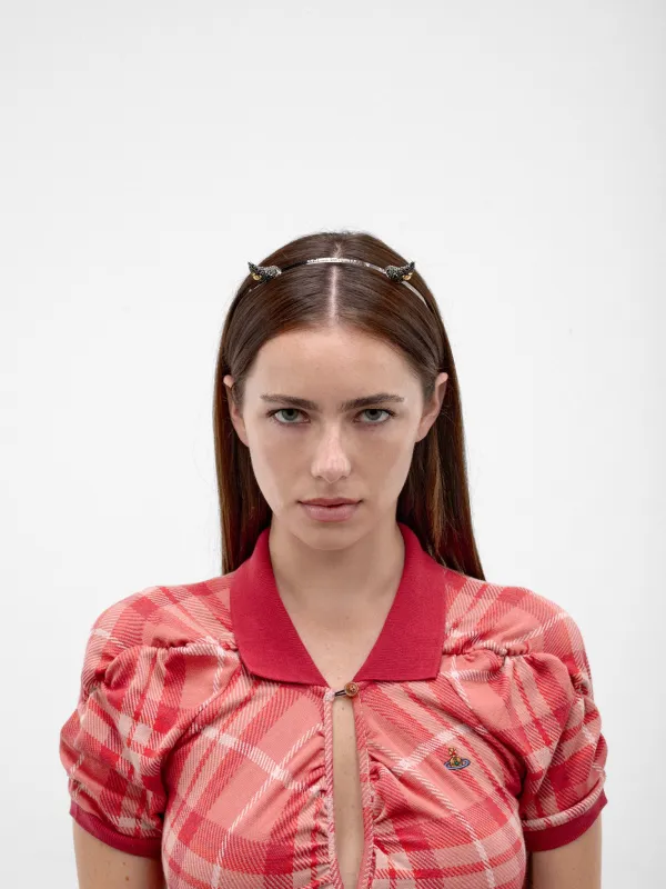 Black Rhinestone Horn Headband (6703000Q-02P468-GOLD-BLACK-DIA) made by Vivienne Westwood