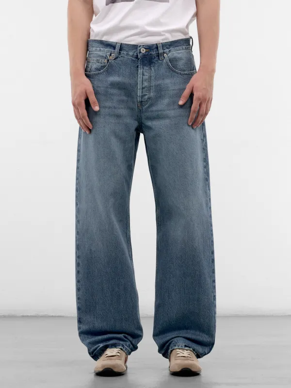 Blue Denim Wide Leg Jeans (PAM00028AD00038-BLUE-TABACCO) made by Jacquemus