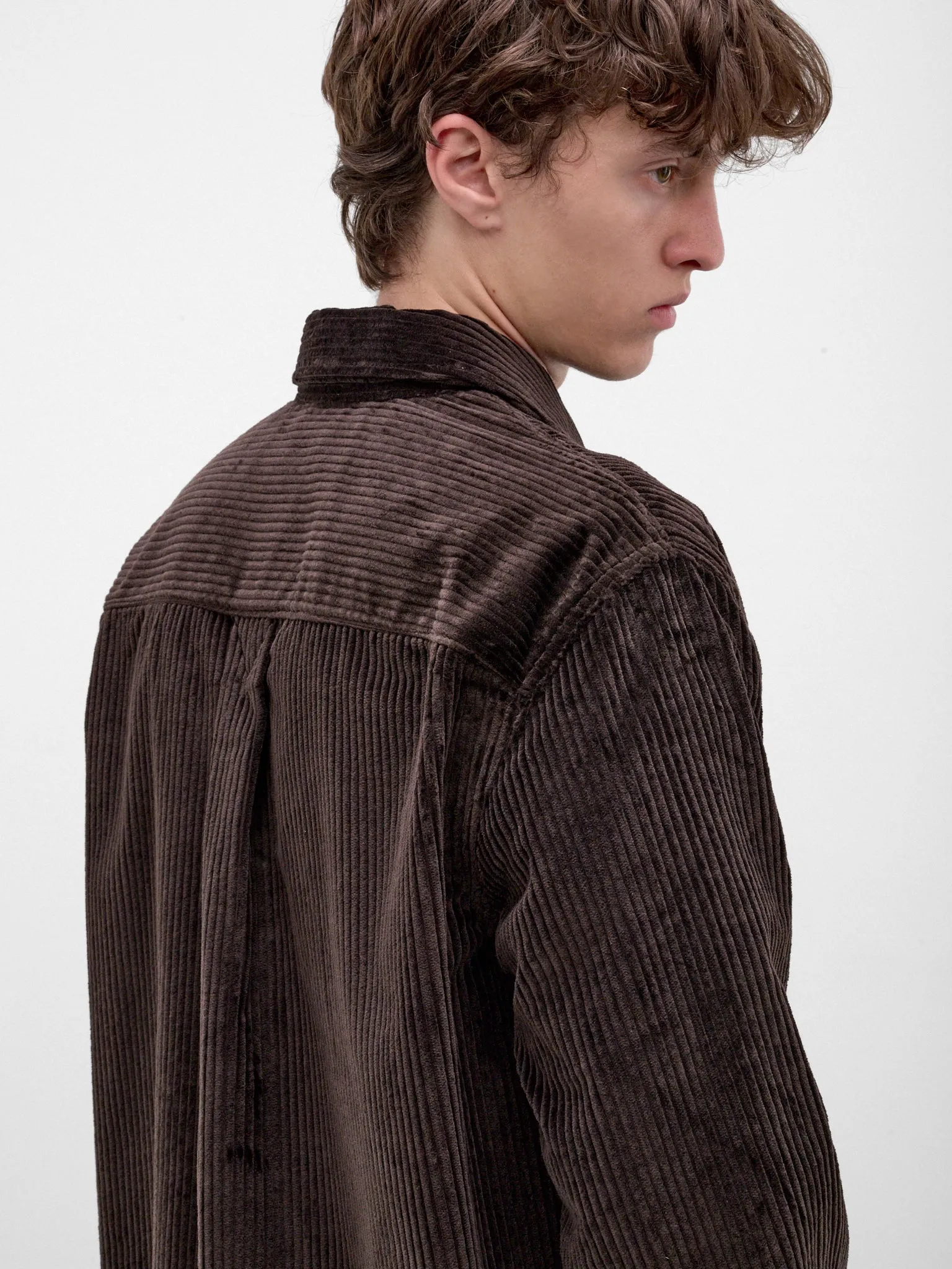 Brown Corduroy Zipped Overshirt (861018V6O40-BROWN) sold by lorenzo product image thumbnail 4