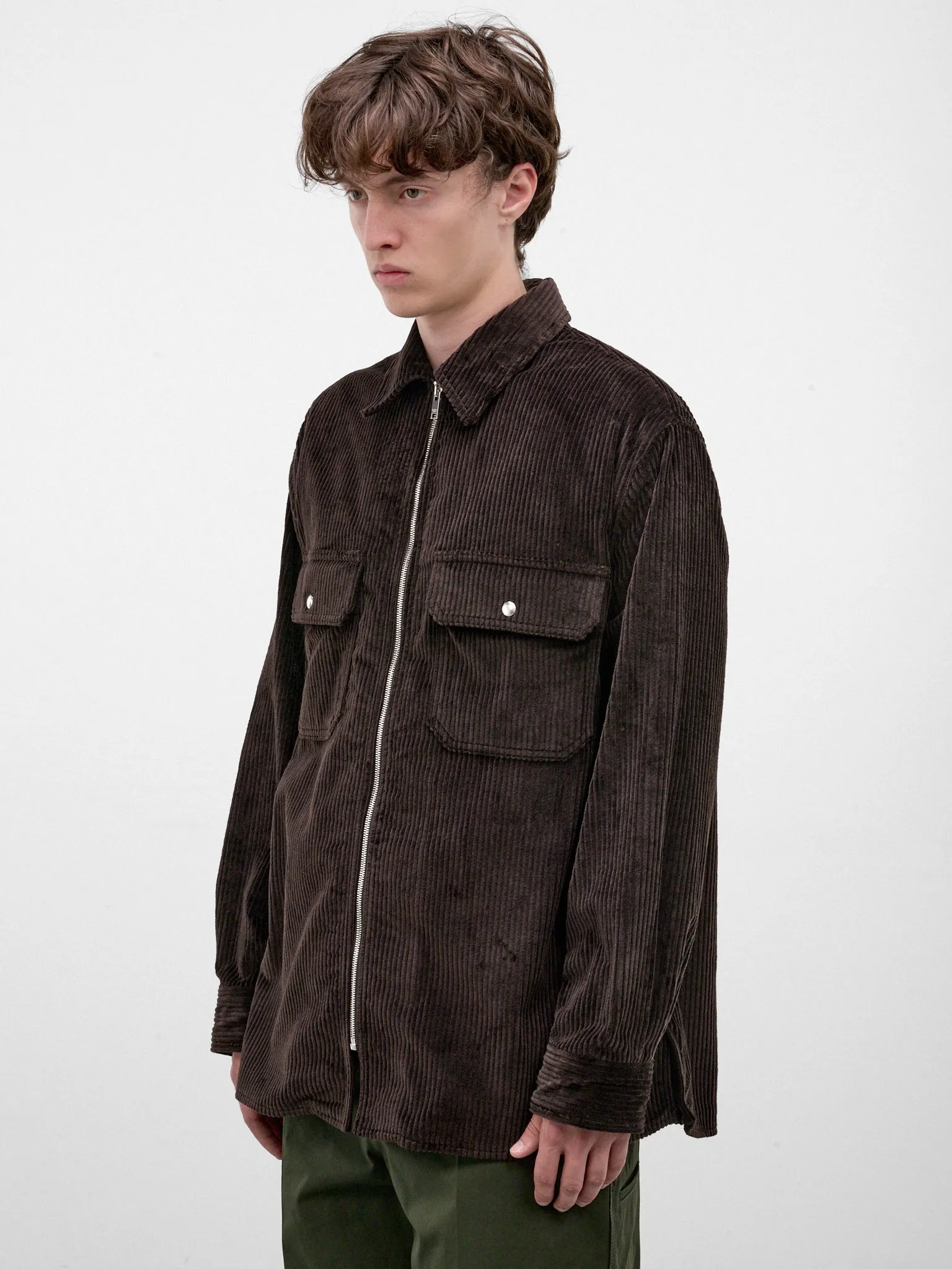 Brown Corduroy Zipped Overshirt (861018V6O40-BROWN) sold by lorenzo product image thumbnail 2