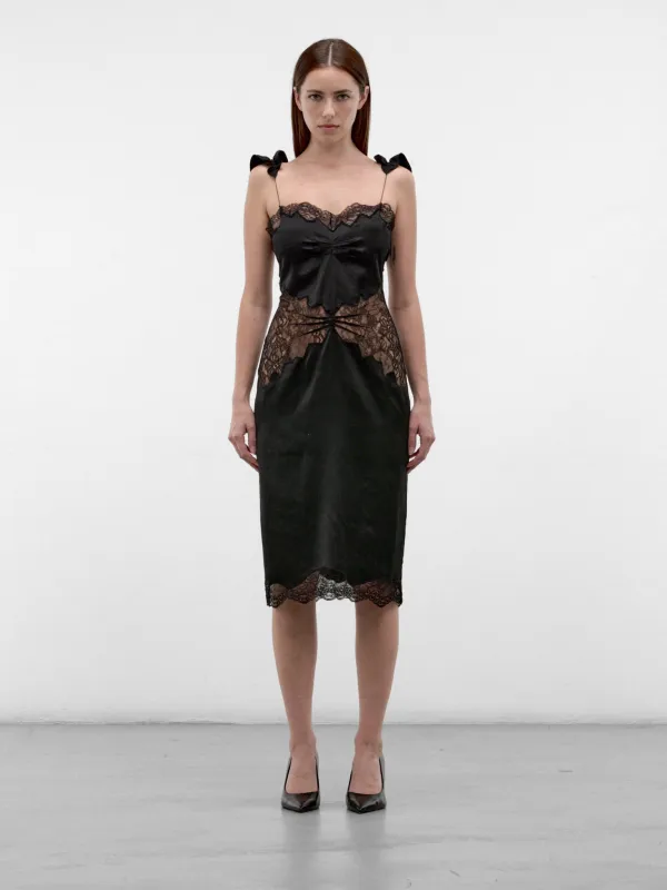 Black Floral Lace Camisole Dress (261WCW00315-BLACK) made by The Attico