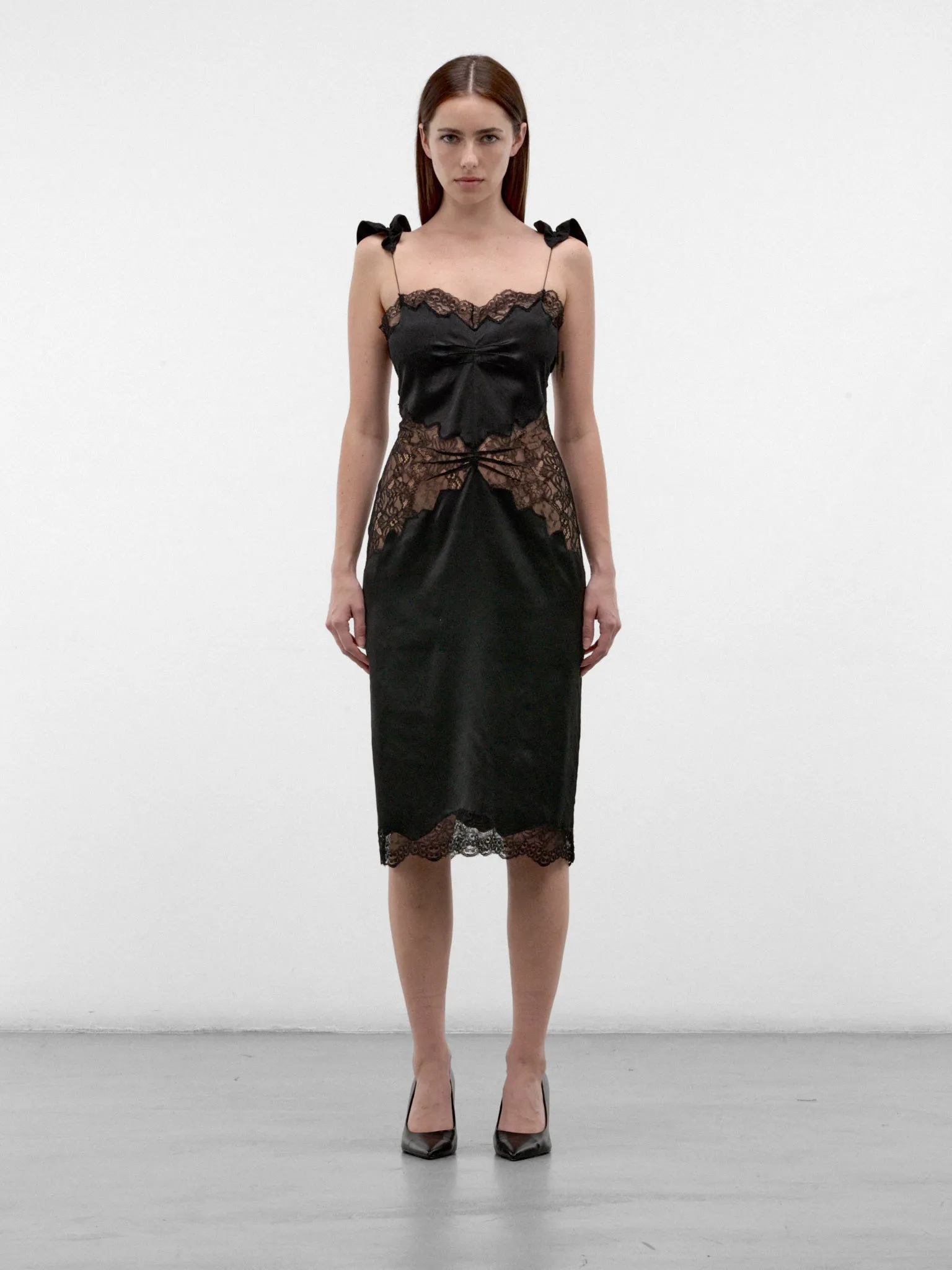 Black Floral Lace Camisole Dress (261WCW00315-BLACK) sold by lorenzo