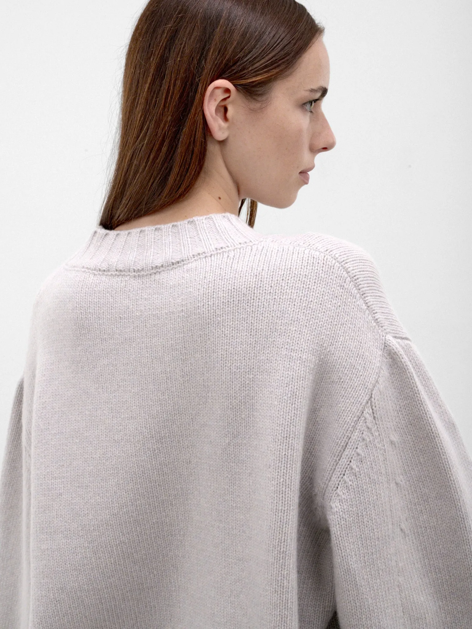 Gray Wool-Cashmere Knit Sweater (261WCK00126-LIGHT-GREY) sold by lorenzo product image thumbnail 4