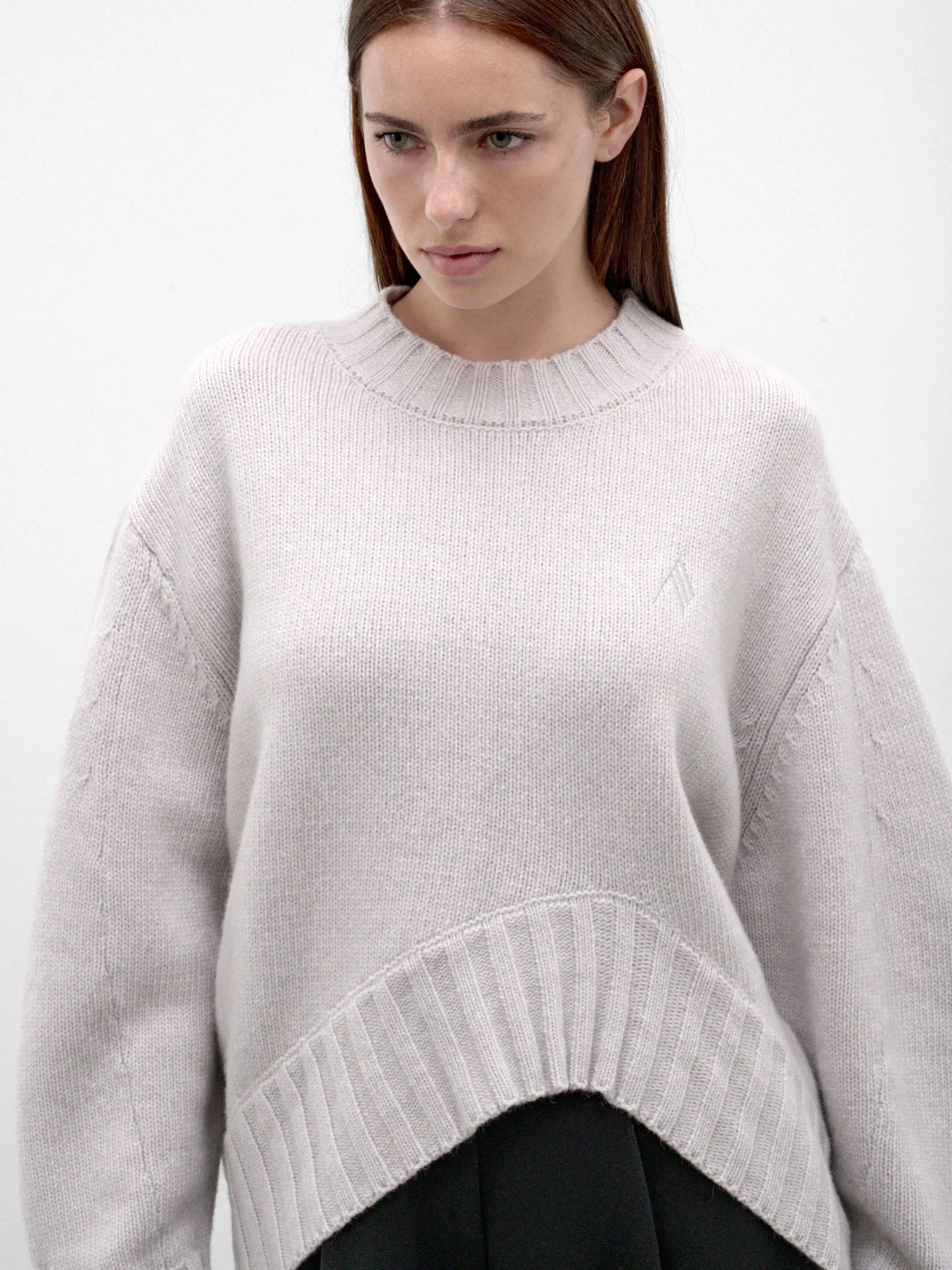 Gray Wool-Cashmere Knit Sweater (261WCK00126-LIGHT-GREY) sold by lorenzo product image thumbnail 5