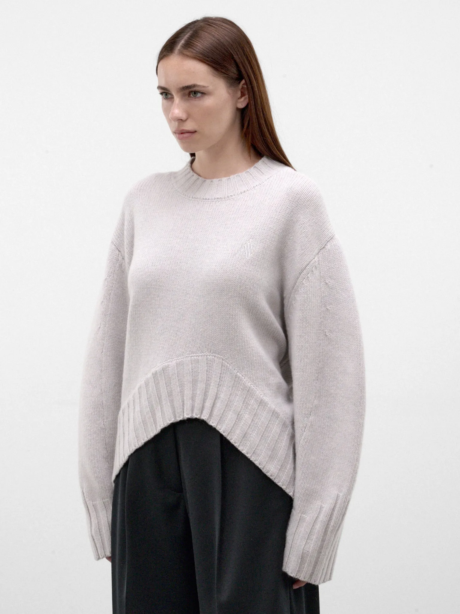Gray Wool-Cashmere Knit Sweater (261WCK00126-LIGHT-GREY) sold by lorenzo product image thumbnail 2