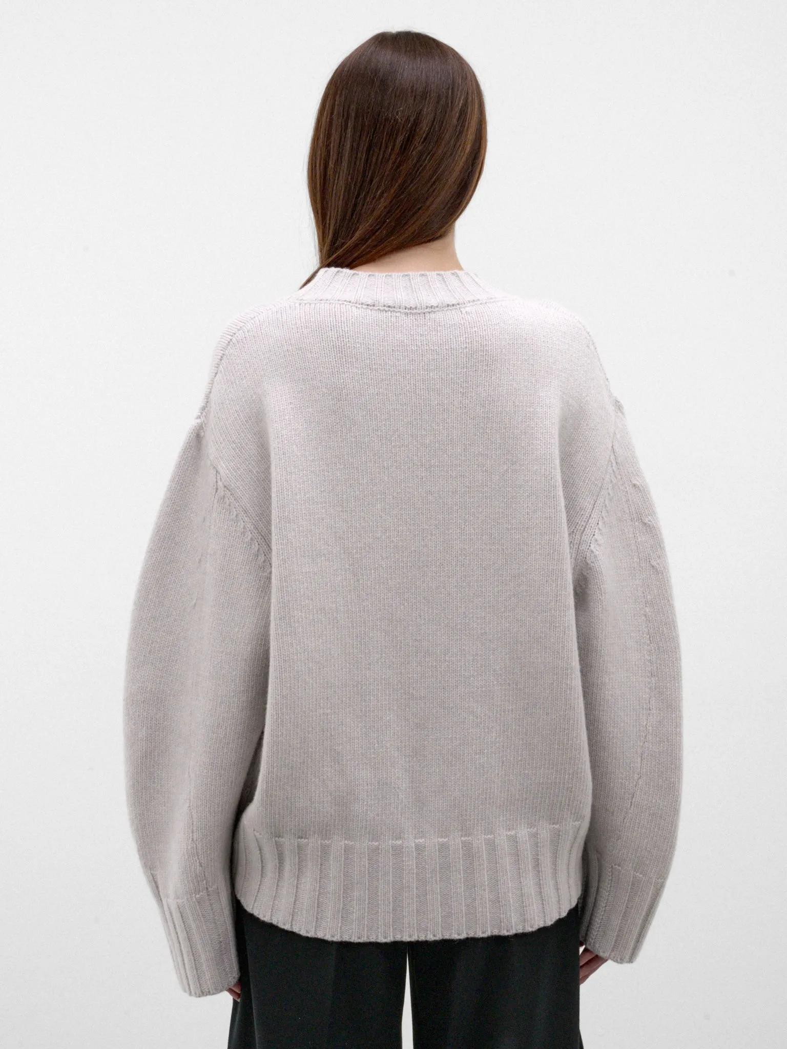 Gray Wool-Cashmere Knit Sweater (261WCK00126-LIGHT-GREY) sold by lorenzo product image thumbnail 3