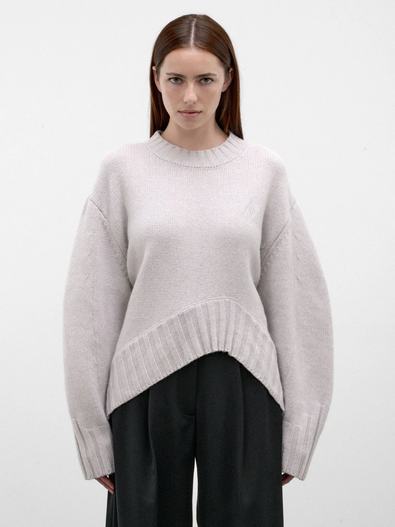 Gray Wool-Cashmere Knit Sweater (261WCK00126-LIGHT-GREY) sold by lorenzo