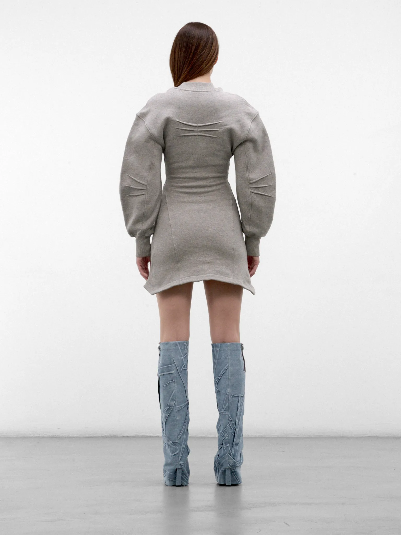 Gray Cotton Sweatshirt Mini Dress (261WCA00522-GREY) sold by lorenzo product image thumbnail 3