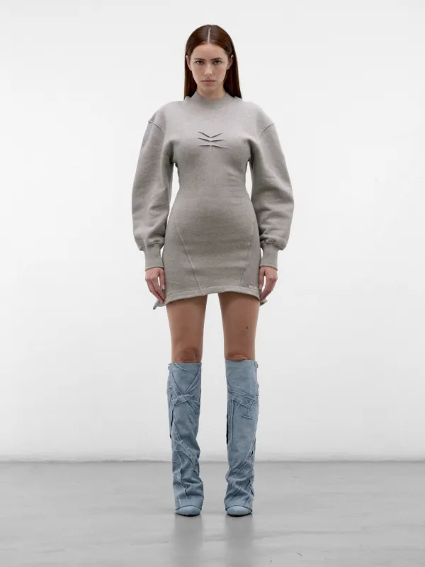 Gray Cotton Sweatshirt Mini Dress (261WCA00522-GREY) made by The Attico