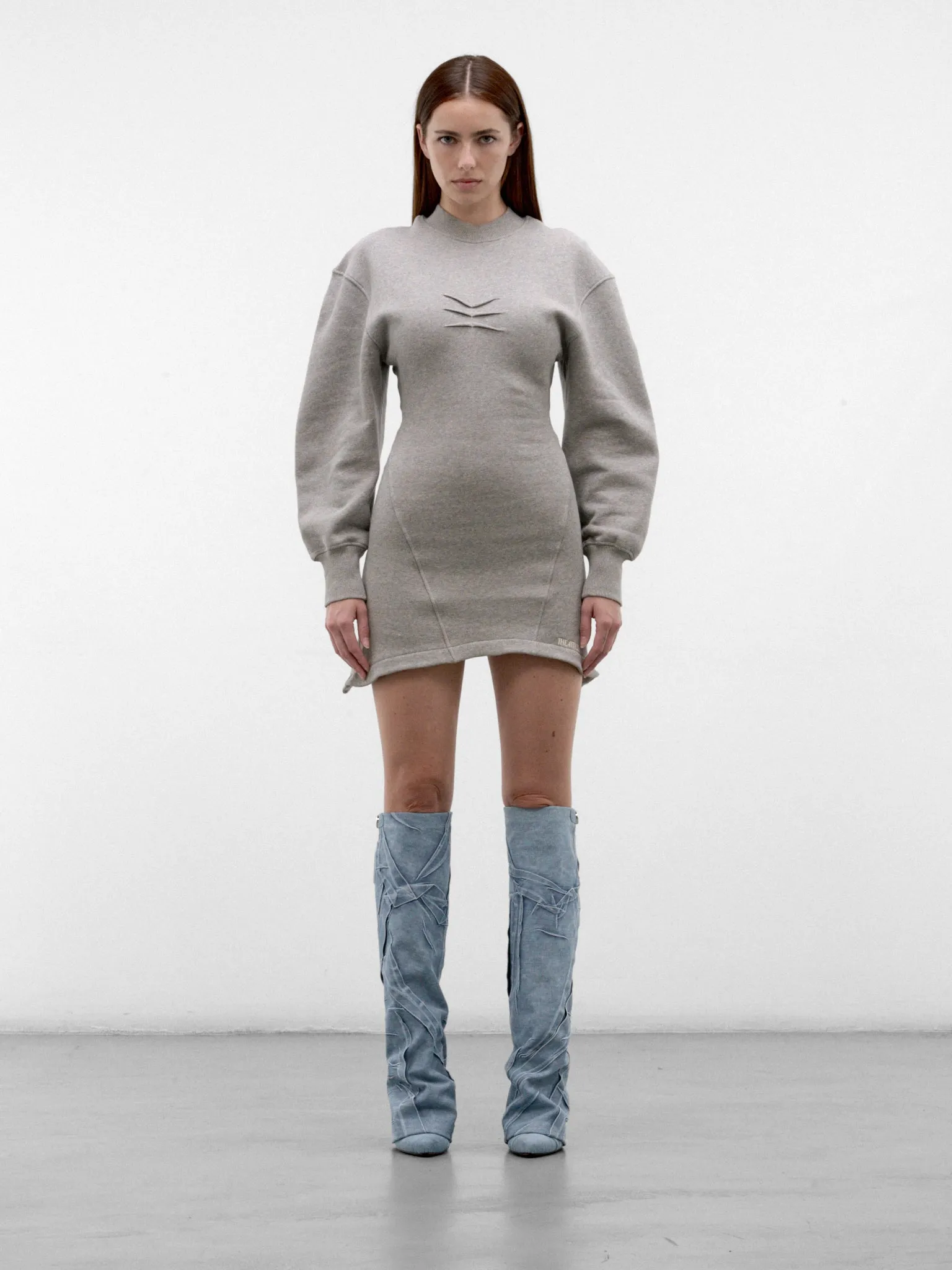 Gray Cotton Sweatshirt Mini Dress (261WCA00522-GREY) sold by lorenzo