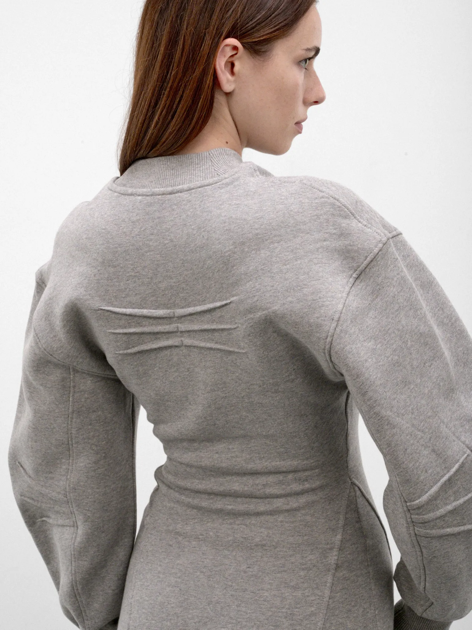 Gray Cotton Sweatshirt Mini Dress (261WCA00522-GREY) sold by lorenzo product image thumbnail 5