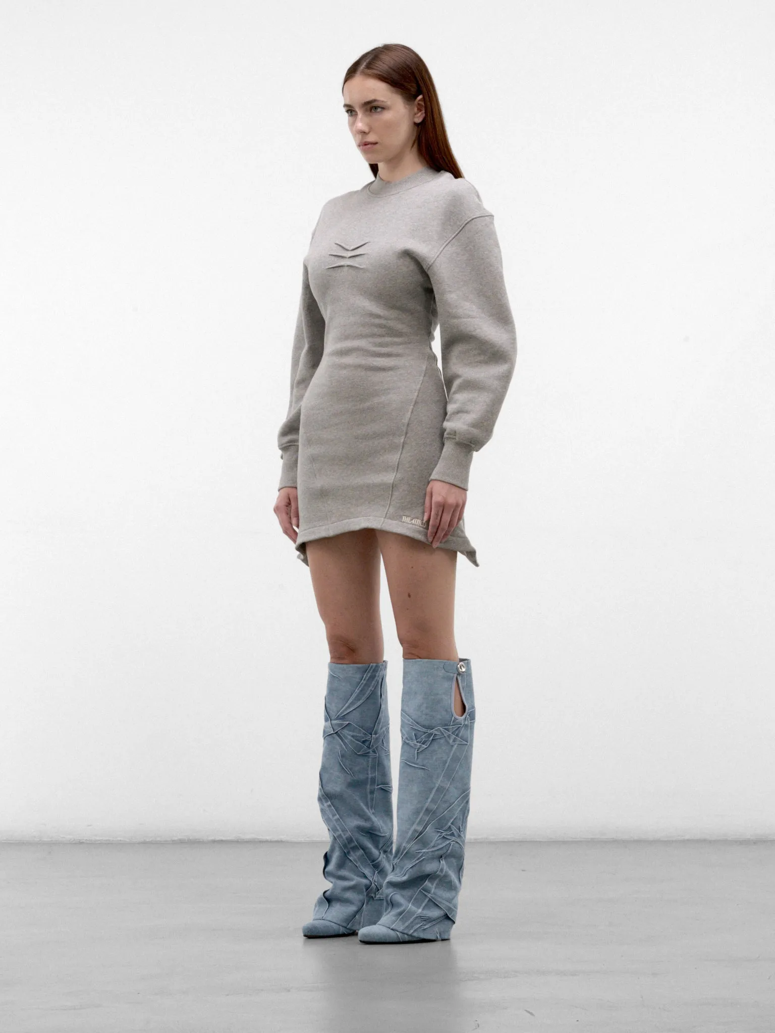 Gray Cotton Sweatshirt Mini Dress (261WCA00522-GREY) sold by lorenzo product image thumbnail 2
