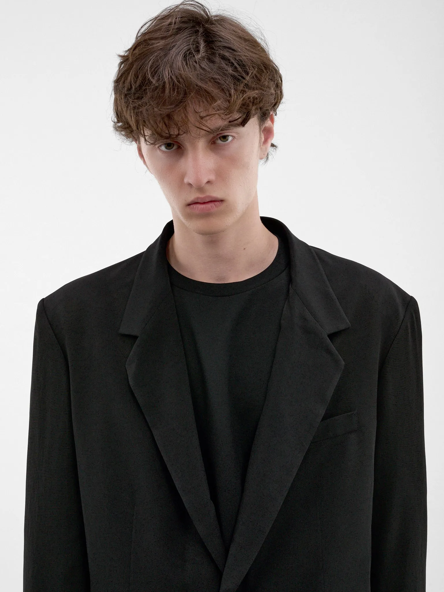 Black Relaxed Side Zip Blazer (HW-J09-500-1-BLACK) sold by lorenzo product image thumbnail 5