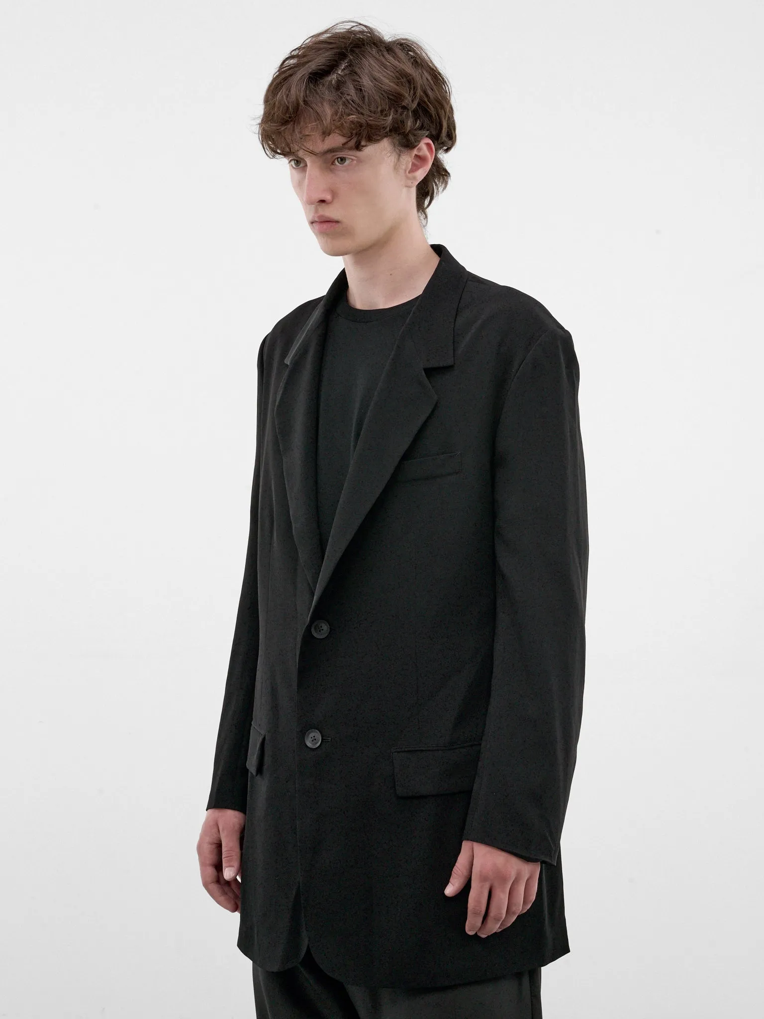 Black Relaxed Side Zip Blazer (HW-J09-500-1-BLACK) sold by lorenzo product image thumbnail 2