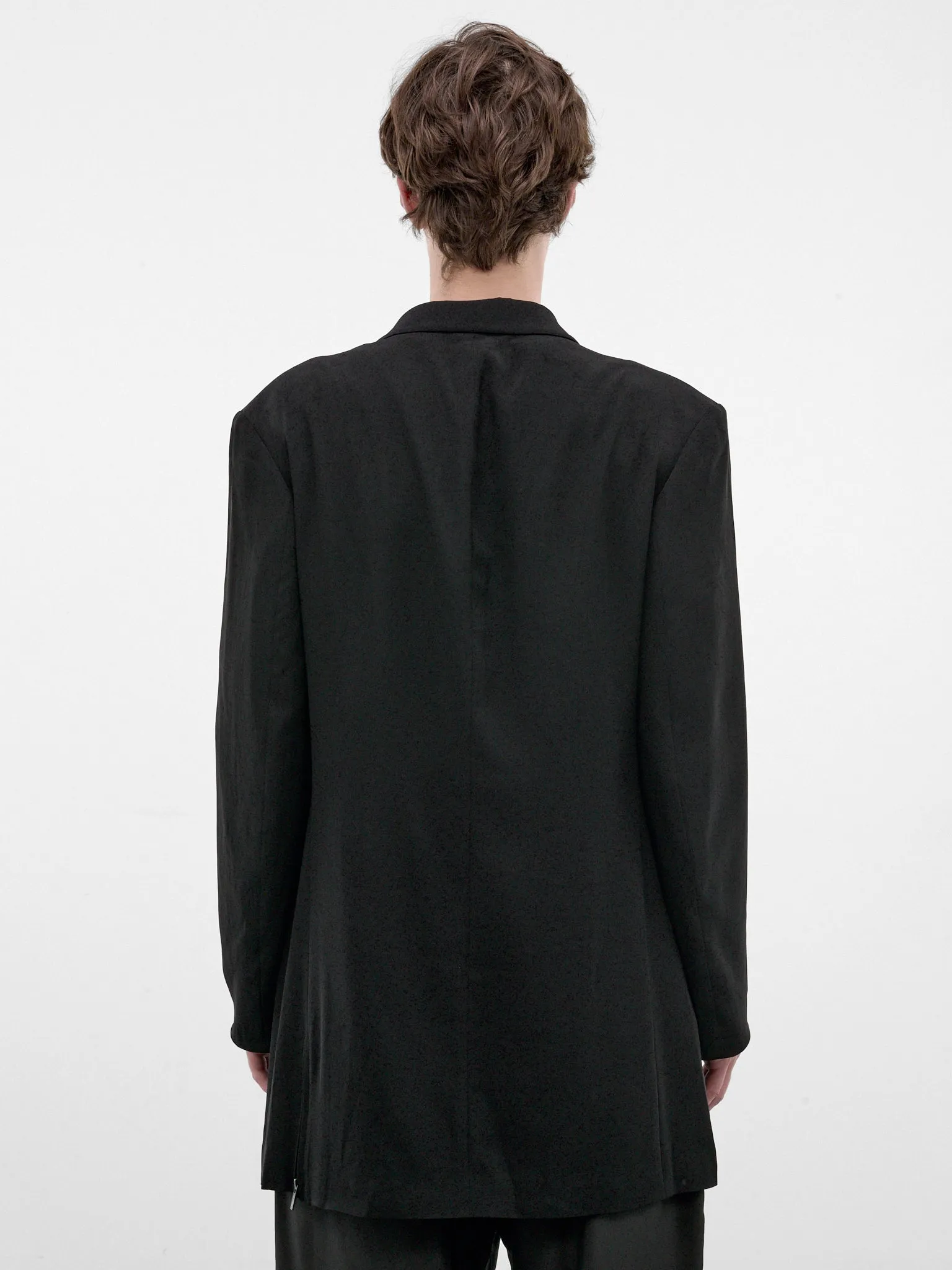 Black Relaxed Side Zip Blazer (HW-J09-500-1-BLACK) sold by lorenzo product image thumbnail 3