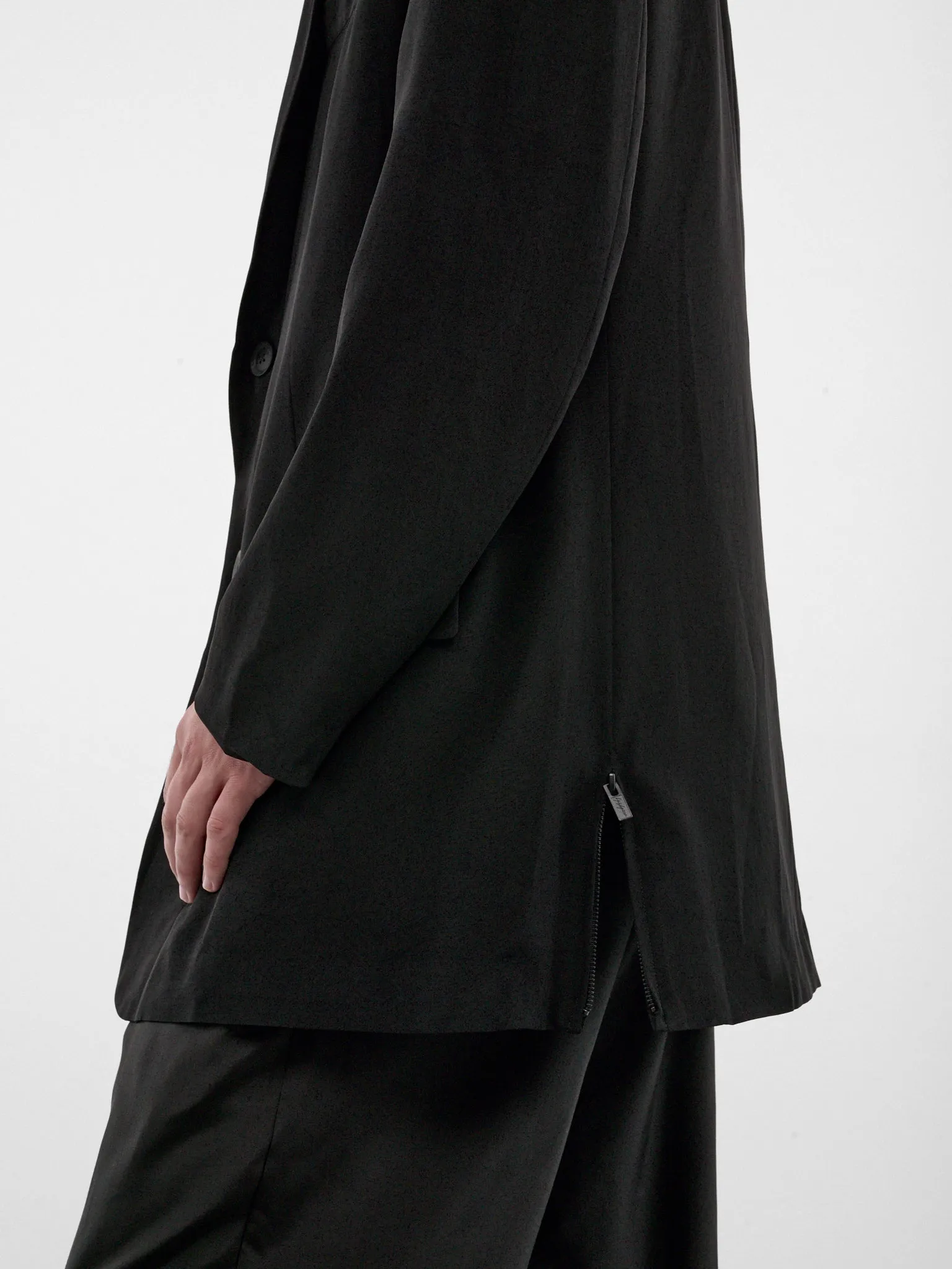 Black Relaxed Side Zip Blazer (HW-J09-500-1-BLACK) sold by lorenzo product image thumbnail 4