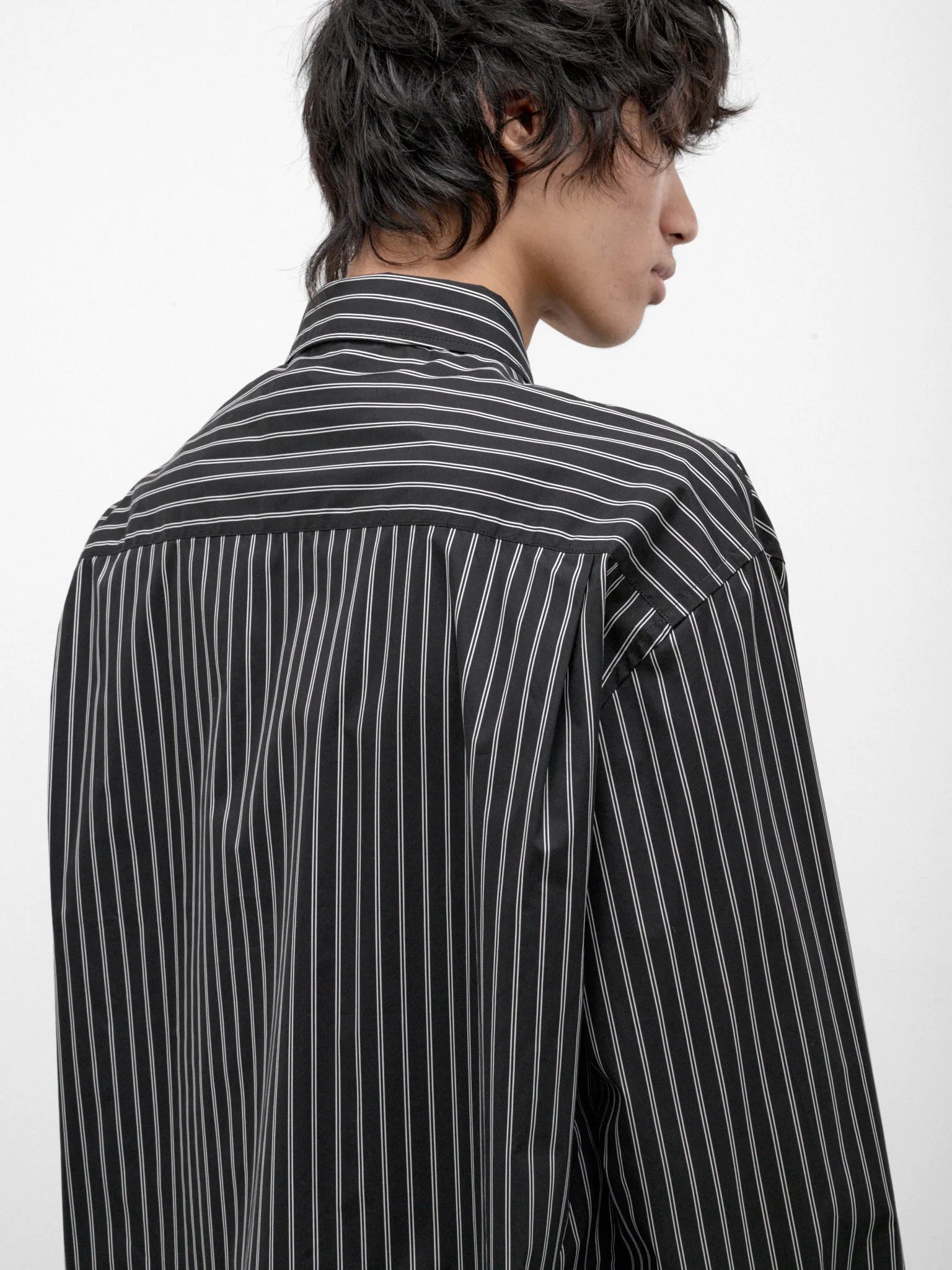 Black Pinstripe Long Sleeve Shirt (CUMU0394S0-UTC659-BLACK) sold by lorenzo product image thumbnail 5