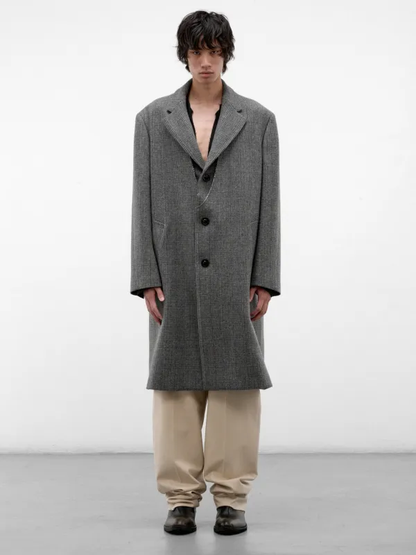 Gray Checked Wool Overcoat (S50AA0166-M35904-GREY) made by Maison Margiela